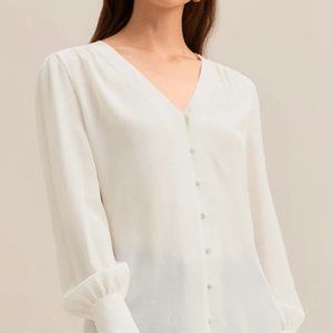 Lilysilk MIM Covered Button Silk Blouse